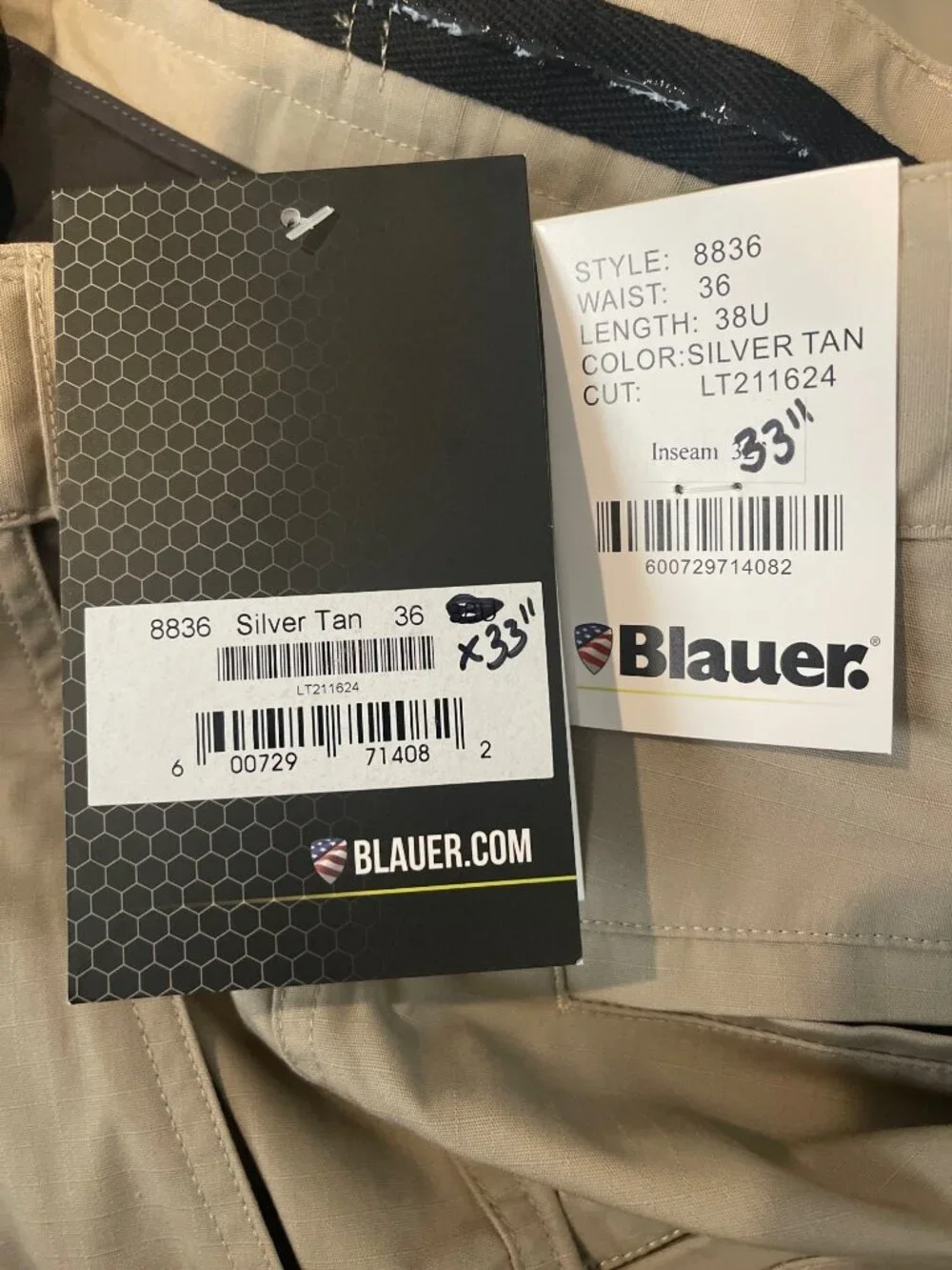 NWT Blauer TENX Tactical Pants Mens 36x33 Silver Tan 8836